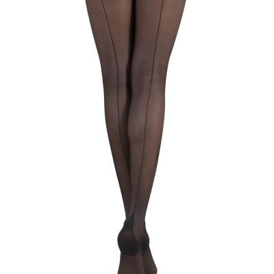 20 Den Vintage Sheer Back Seam Tights Cuban Heel Tights Seamed Pantyhose Ital...